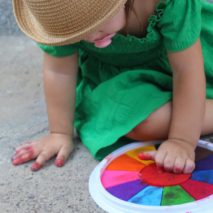 Tavolozza con 12 colori vivaci per dipingere con le dita (da 1 anno in su)