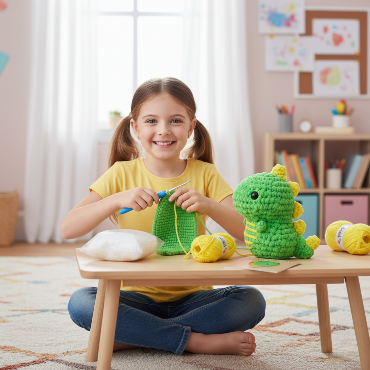 Splendido kit per uncinetto per principianti | Dino Oscar per piccoli e grandi creativi, per bambini dai 8+ anni