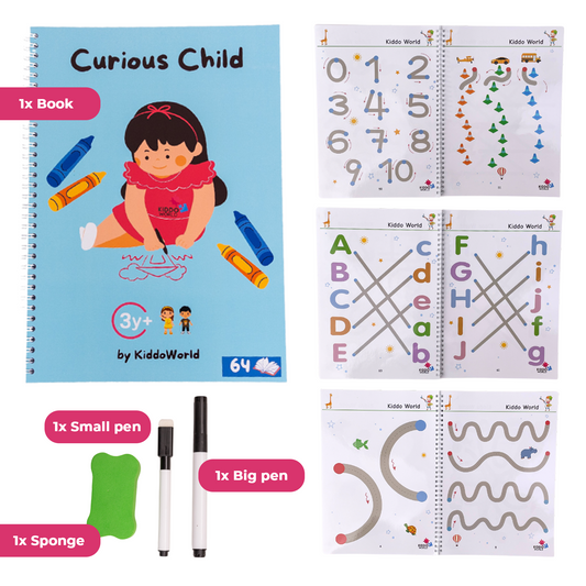 Curious Child: Quaderno Montessori per tracciare linee, numeri e pattern (3+ anni)