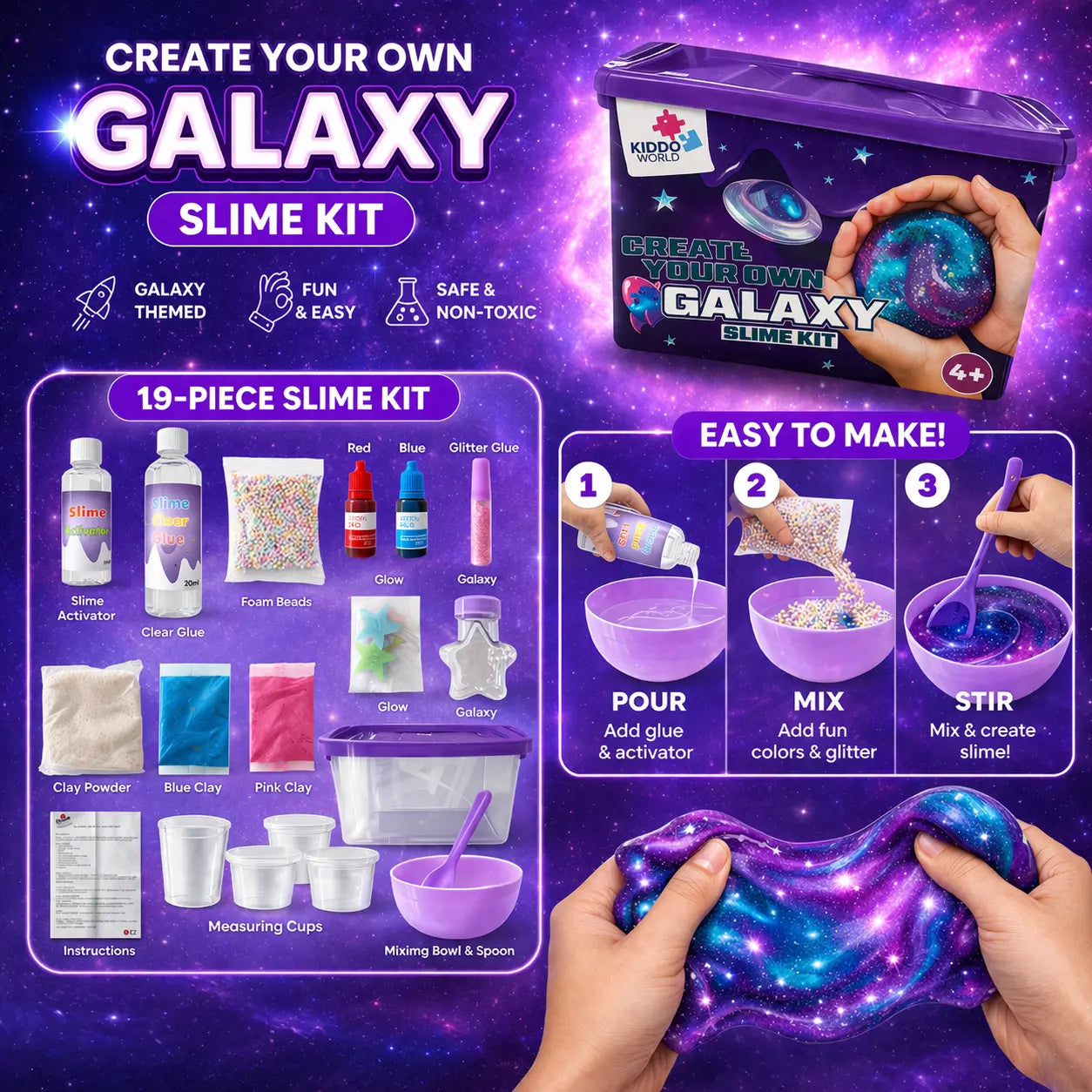 Galaxy Slime – Crea la tua galassia glitterata che brilla al buio! (4+ anni)