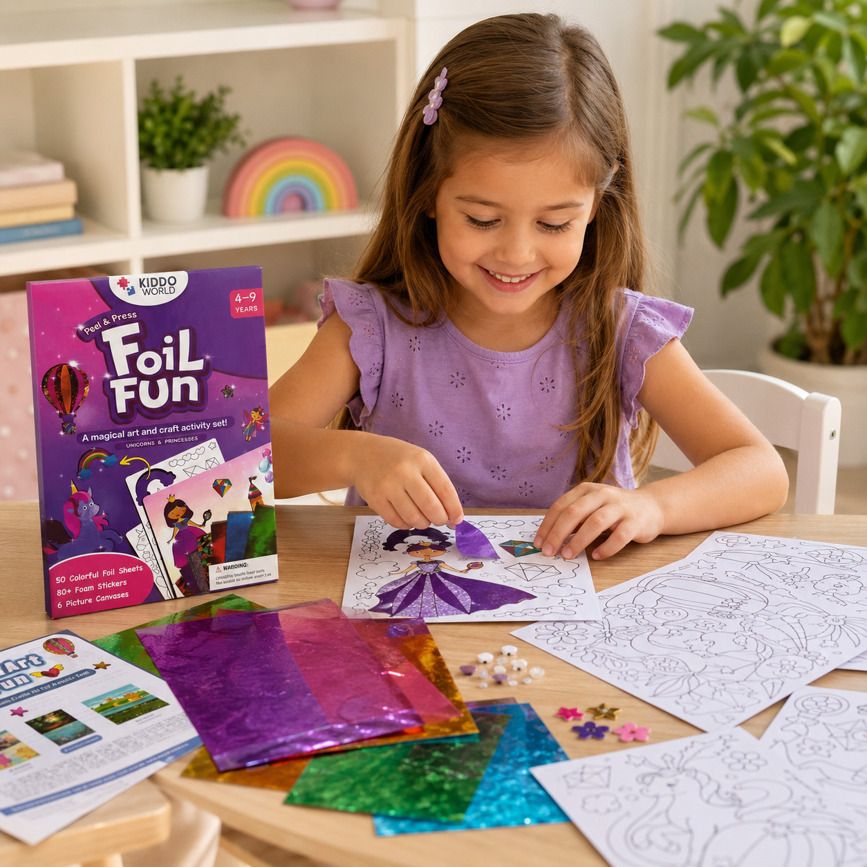 Foil Fun: Unicorni e Principesse – Crea opere scintillanti senza colla e senza disordine! (4+ anni)