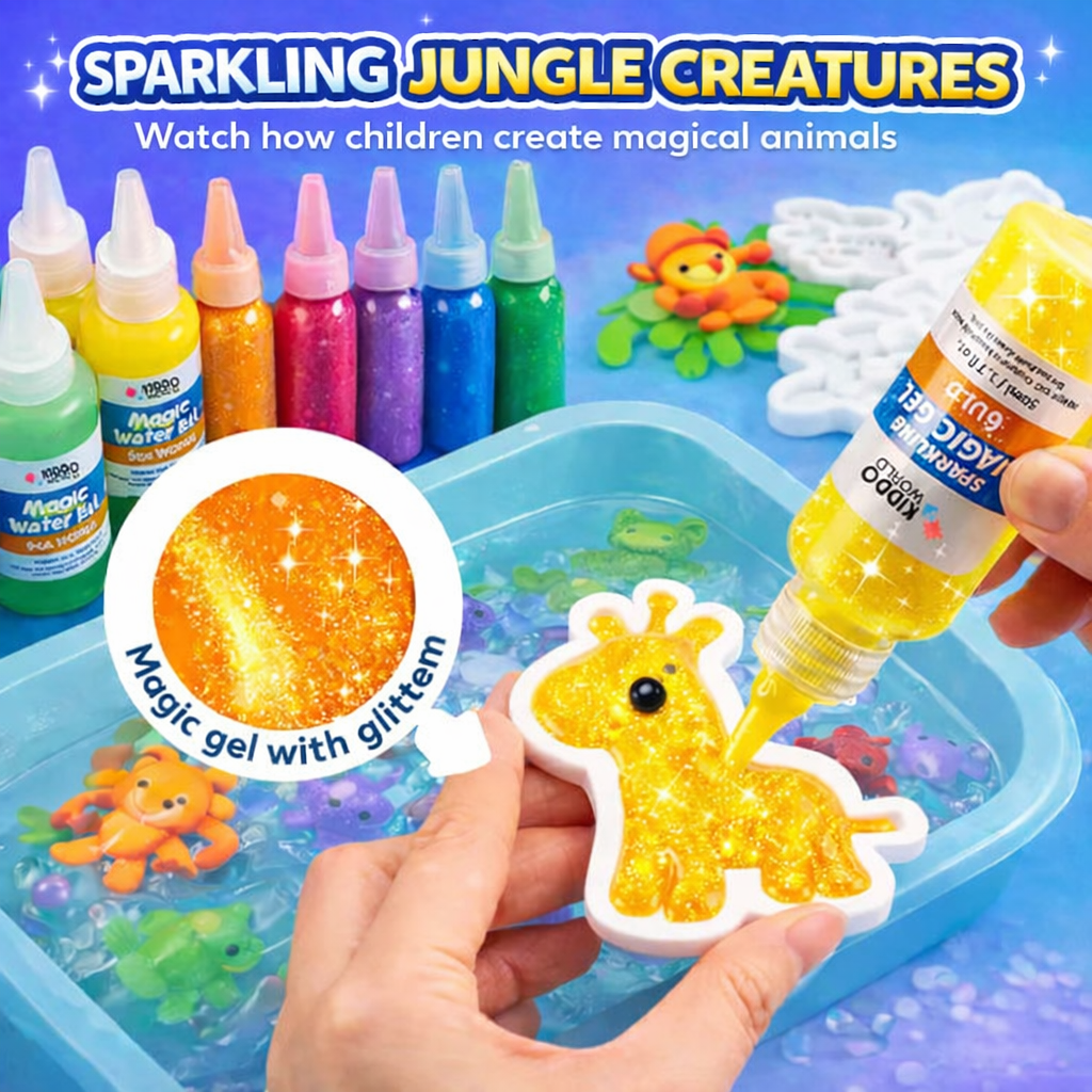 Folletti d'Acqua Magici, Animali della Giungla, 8 colori + 8 formine