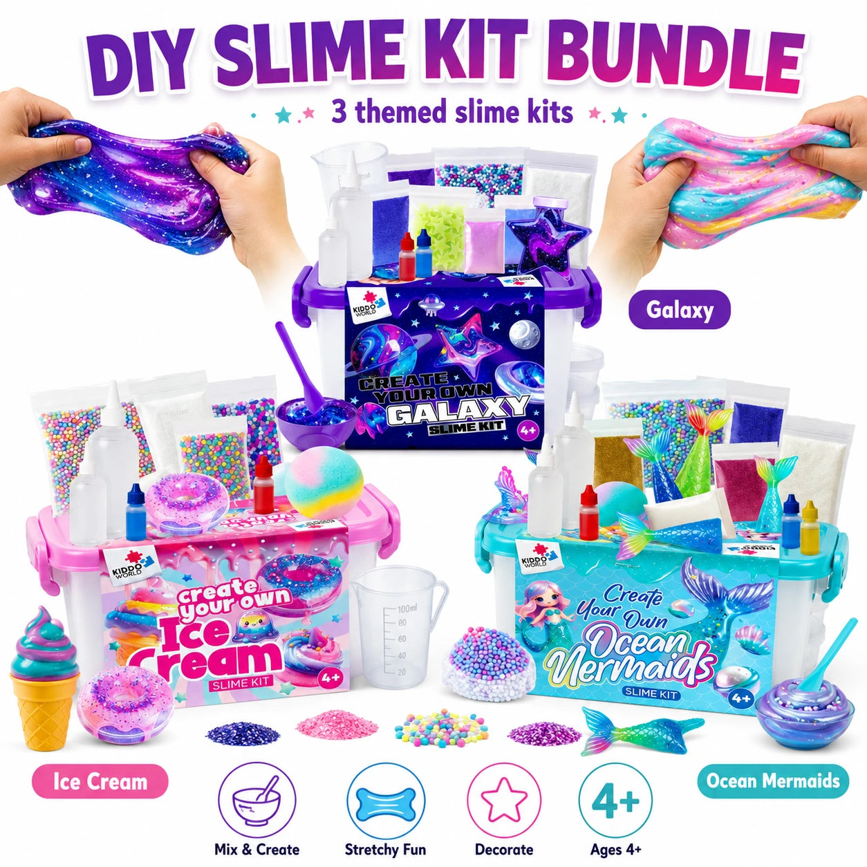 Mega Set SLIME SQUISHIES da 57 pezzi | Galassia, Sirena e Gelato (4+ anni)