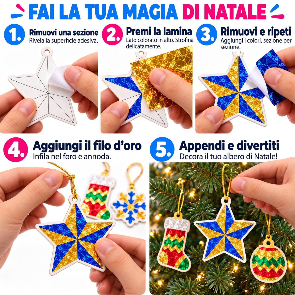 Decorazioni Magiche Brillanti per l’albero di Natale, le finestre o le pareti (4+ anni)