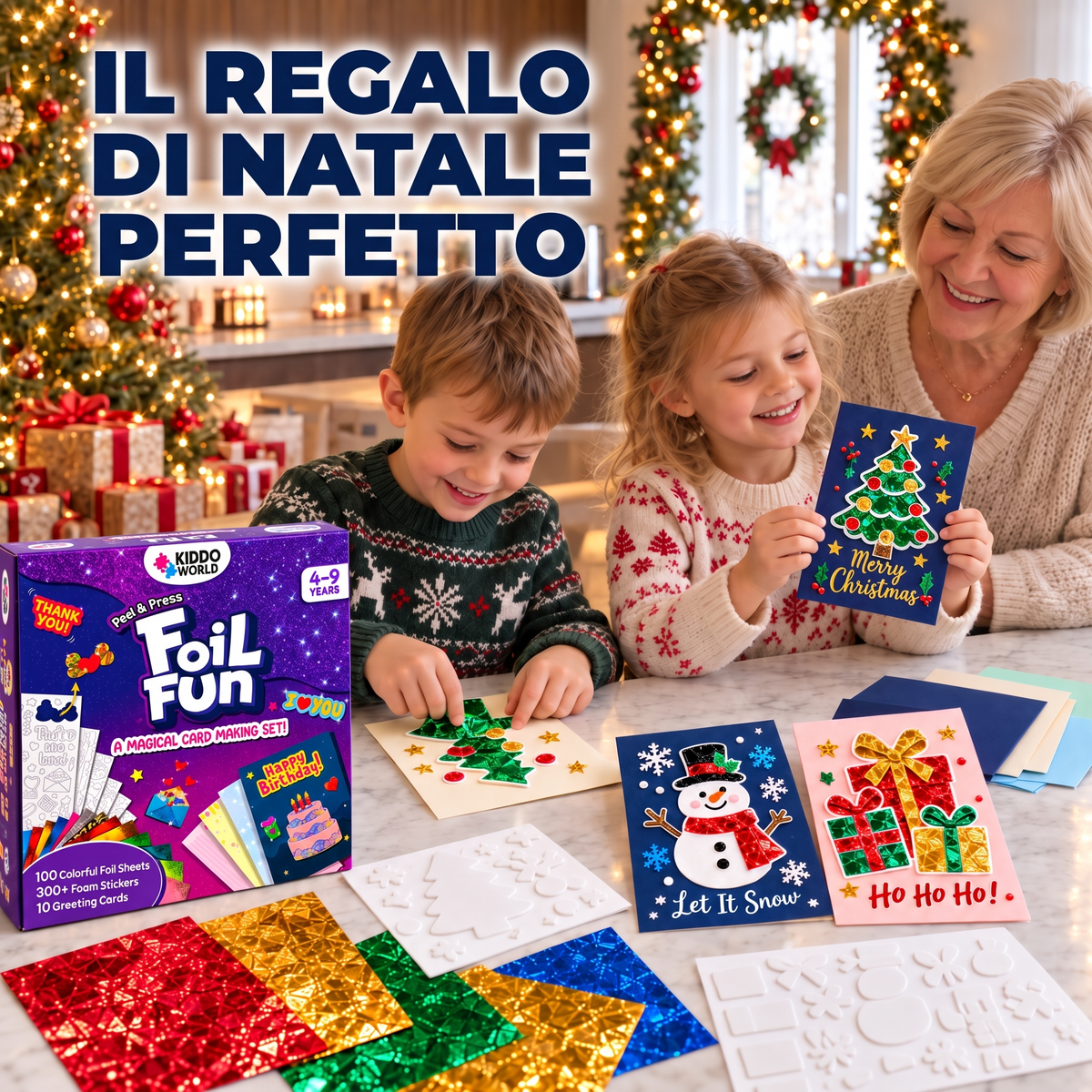 Foil Fun Biglietti di auguri – Kit creativo per realizzare brillanti biglietti di auguri natalizi (4+ anni)