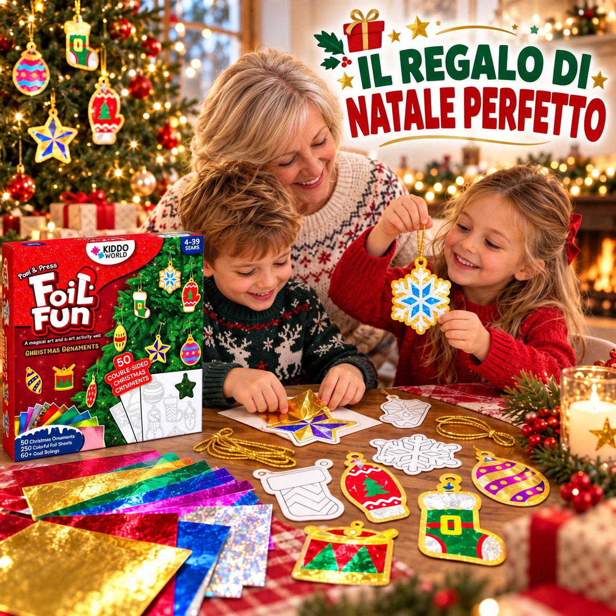 Decorazioni Magiche Brillanti per l’albero di Natale, le finestre o le pareti (4+ anni)