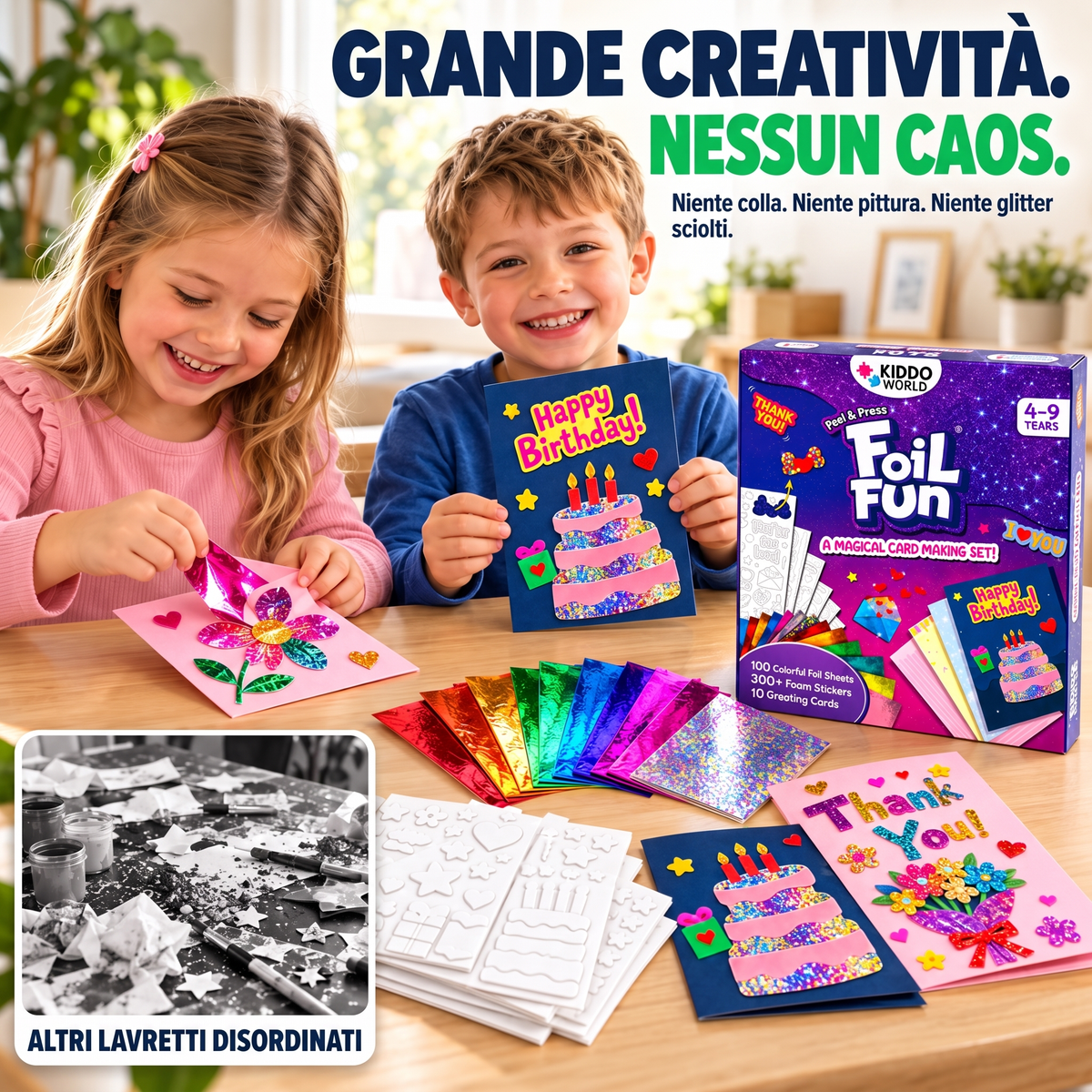 Foil Fun Biglietti di auguri – Kit creativo per realizzare brillanti biglietti di auguri natalizi (4+ anni)