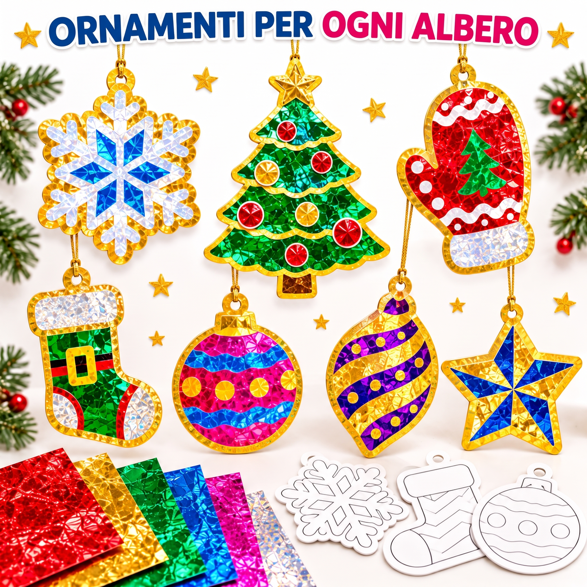 Decorazioni Magiche Brillanti per l’albero di Natale, le finestre o le pareti (4+ anni)