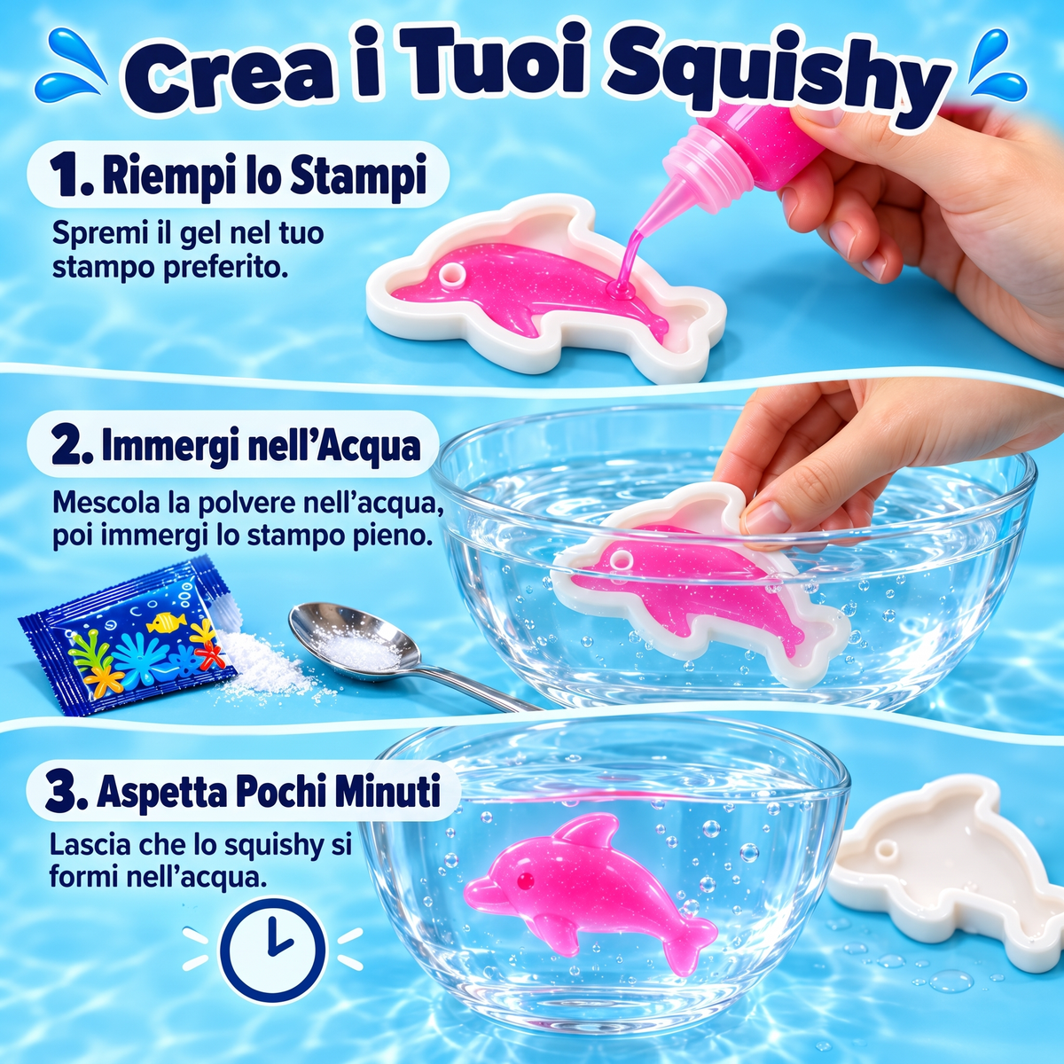 Magic Water Squishies – Kit creativo per creare figure 3D | 3+ anni