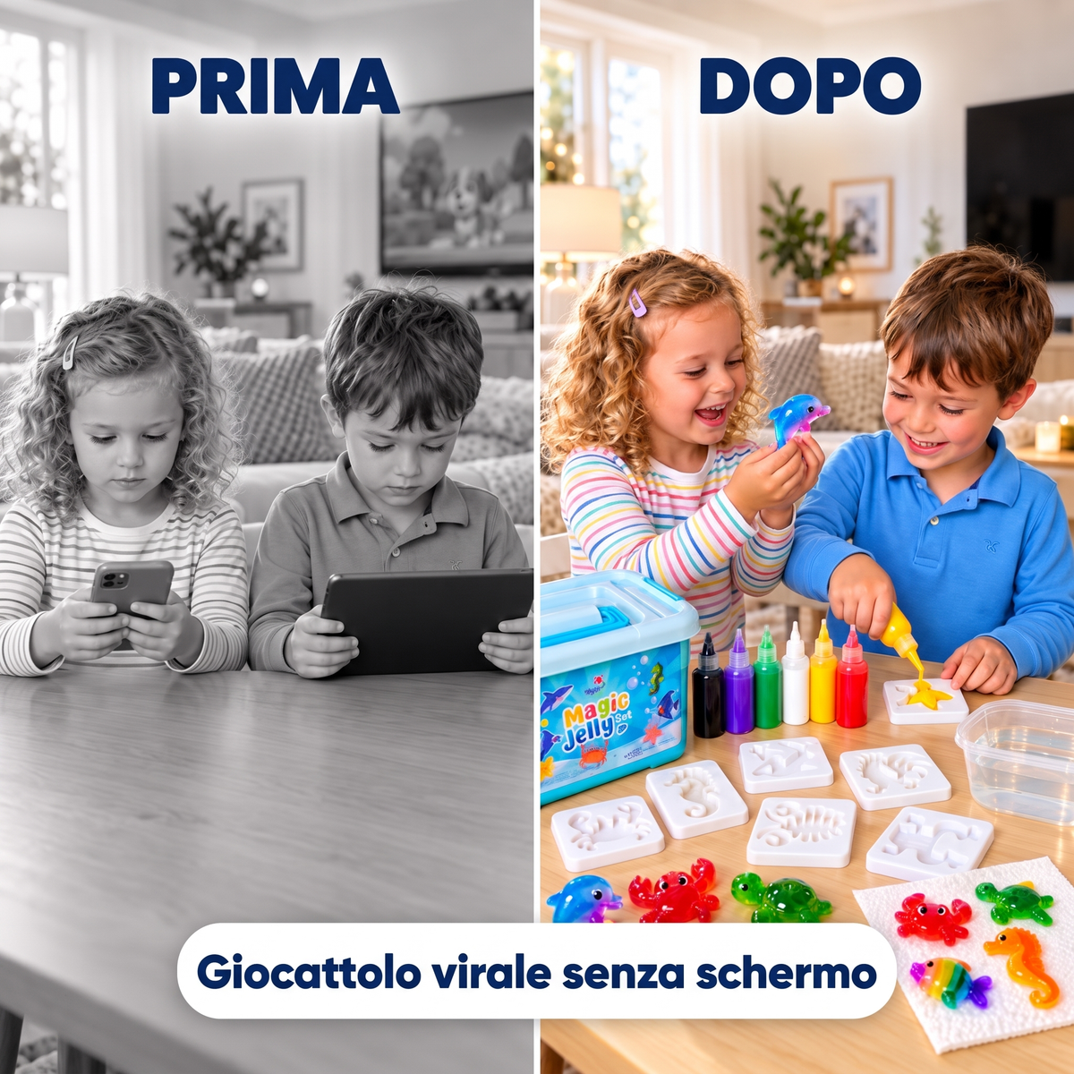 Magic Water Squishies – Set creativo per creare figure 3D | Mondo Marino | 3+ anni