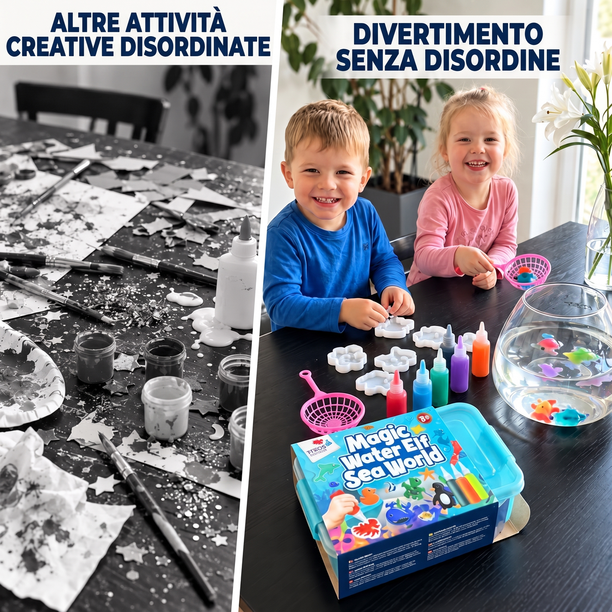 Magic Water Squishies – Set creativo per creare figure 3D | Mondo Marino | 3+ anni