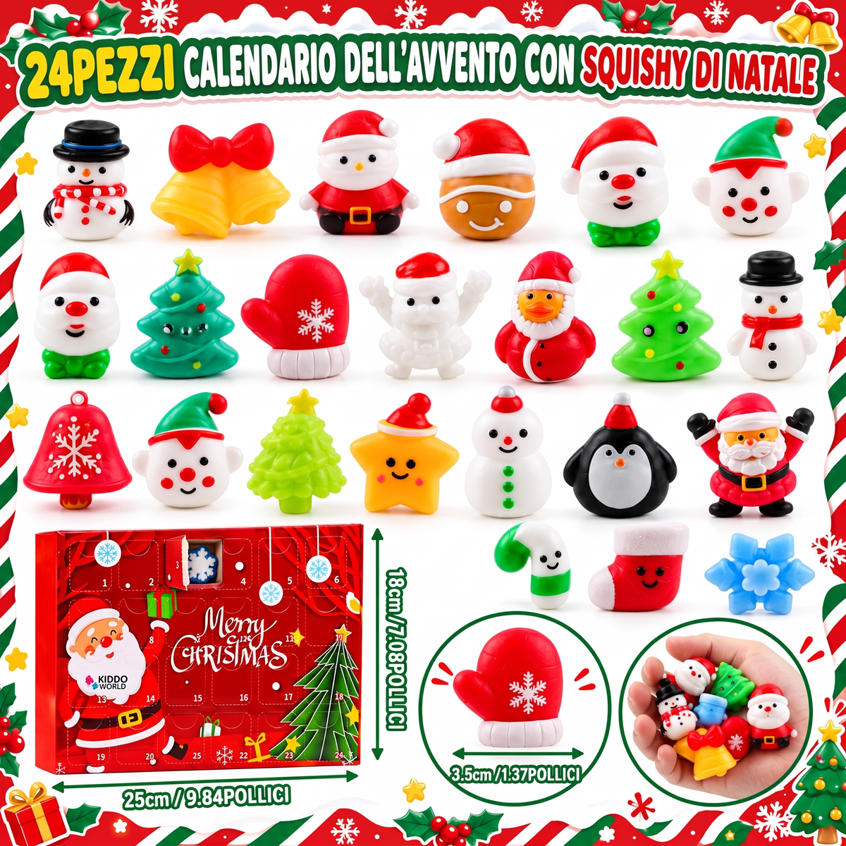 Calendario dell’Avvento Squishy di Natale – 24 sorprese Squishy (3+ anni)