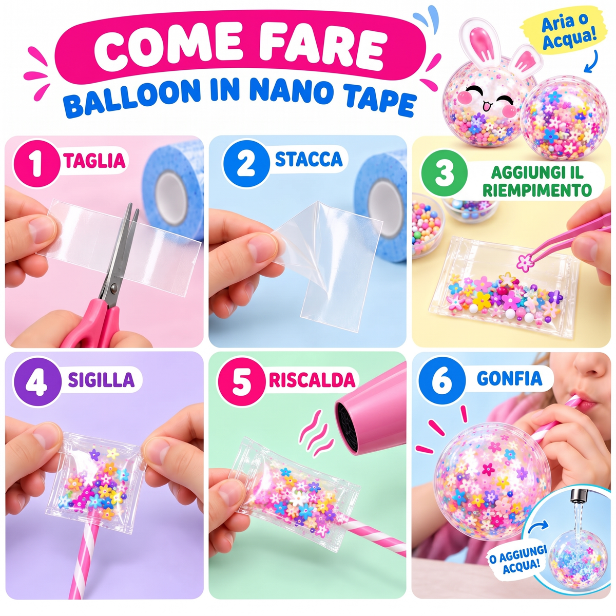 Nano Tape Bubble Squishies – Kit creativo da 41 pezzi (4+ anni)