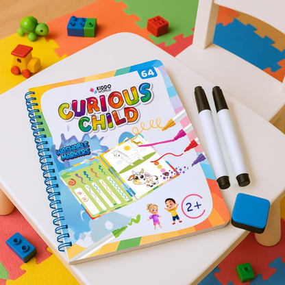 Curious Child Colours – Quaderno per imparare a scrivere, cancellabile e riutilizzabile (64 pagine, 2–5 anni)
