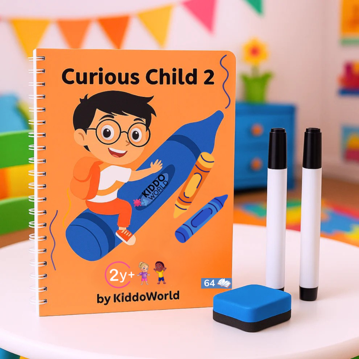 Curious Child 2 – Quaderno cancellabile per imparare a scrivere, riutilizzabile (64 pagine, 2-5 anni)