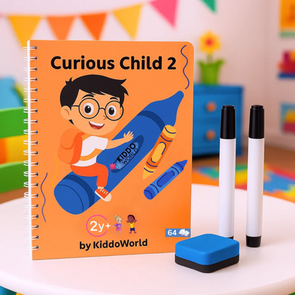 Curious Child 2 – Quaderno cancellabile per imparare a scrivere, riutilizzabile (64 pagine, 2-5 anni)