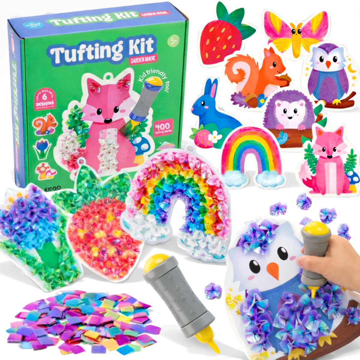 Tufting Kit – Crea morbide opere 3D con tessere colorate, senza colla! (5+ anni)
